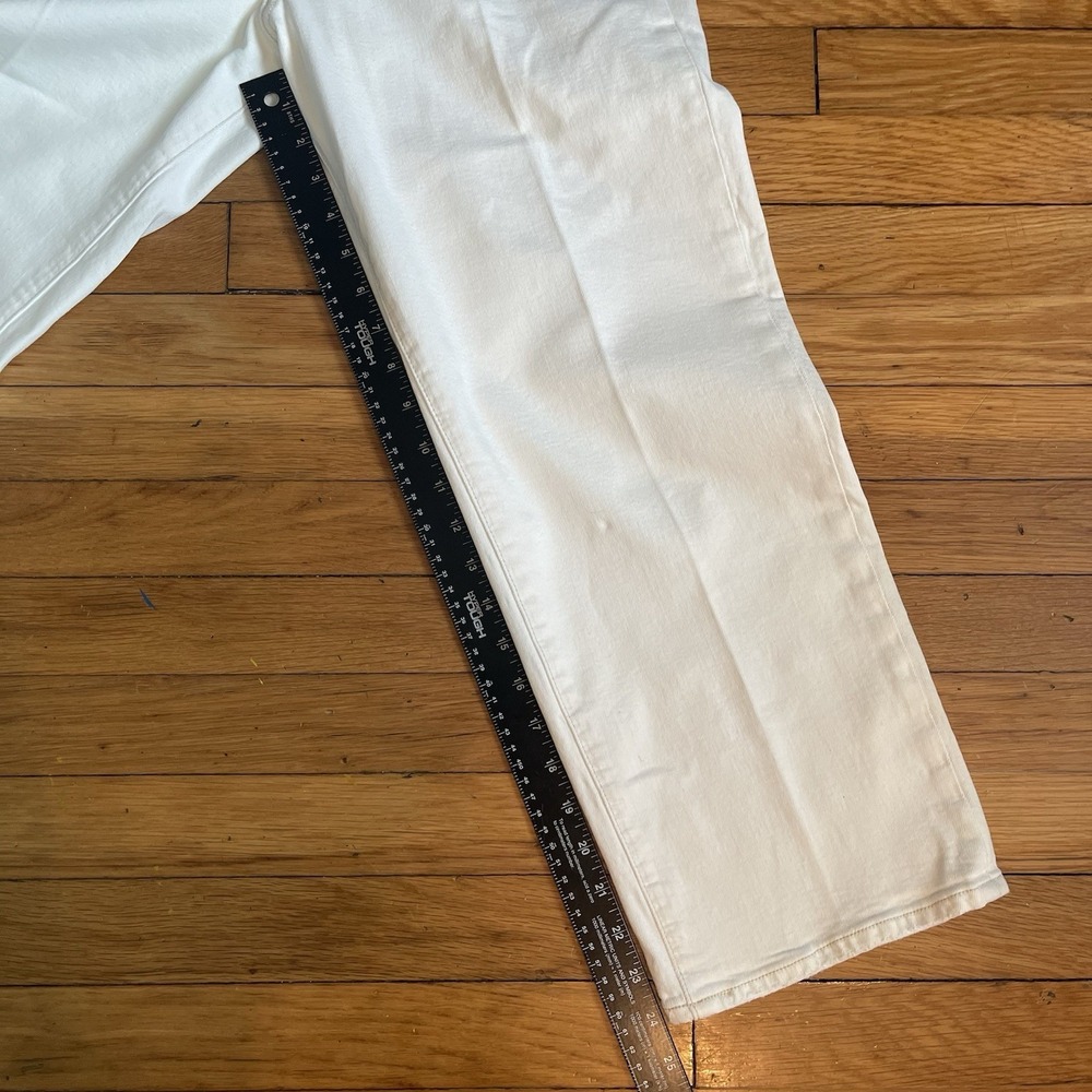 Pistola High Rise Straight Leg Cropped Jeans White Denim 31x24" Button Fly EUC - Picture 7 of 11